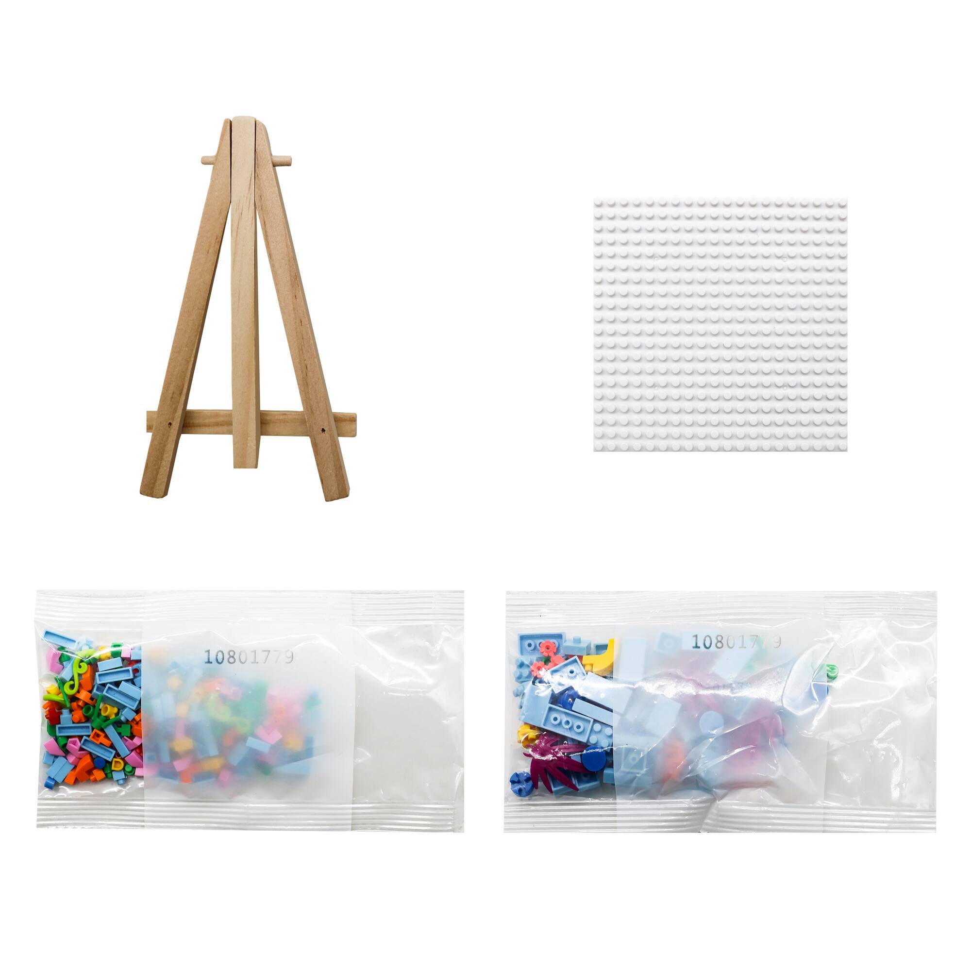 Blue Floral Brick Art Kit with Wooden Easel Design®